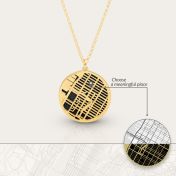 Memories Circle Map Silhouette Necklace [18K Gold Vermeil]