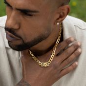 Cuban Link Chain Name Necklace with Black Diamond [18K Gold Plated]