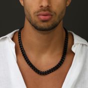Cuban Link Chain Necklace [Black] - 12MM