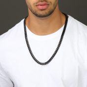 Cuban Link Chain Necklace [Black] - 12MM