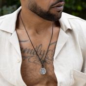 Navigator's Map Men Necklace – Sterling Silver / Black Cord