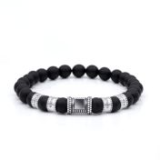 Black Onyx Women Name Bracelet With Nano Bible [Sterling Silver]