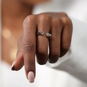 Black Crystals Open Ring [Sterling Silver]