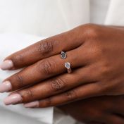 Black Crystals Open Ring [Sterling Silver]