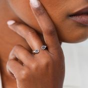 Black Crystals Open Ring [Sterling Silver]