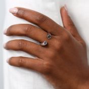 Black Crystals Open Ring [Sterling Silver]