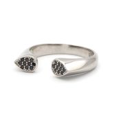 Black Crystals Open Ring [Sterling Silver]