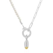 Cara Paperclip & Pearl Necklace [Sterling Silver]