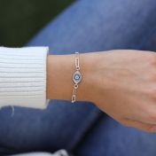 Paperclip Style Hera Evil Eye Bracelet