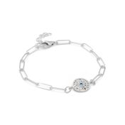 Paperclip Style Hestia Evil Eye Bracelet
