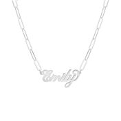 Paperclip Style Glam Name Necklace [Sterling Silver]