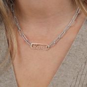 Paperclip Style Name Necklace [Sterling Silver / 18k Rose Gold Plated Pendant]