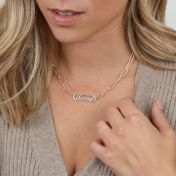 Paperclip Style Name Necklace [Sterling Silver / 18k Rose Gold Plated Chain]