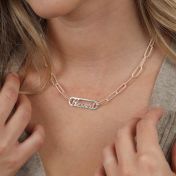 Paperclip Style Name Necklace [Sterling Silver / 18k Rose Gold Plated Chain]