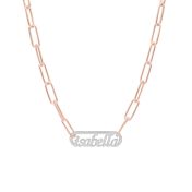 Paperclip Style Name Necklace [Sterling Silver / 18k Rose Gold Plated Chain]