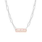 Paperclip Style Name Necklace [Sterling Silver / 18k Rose Gold Plated Pendant]