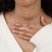 Paperclip Style Name Necklace [Sterling Silver / 18k Rose Gold Plated Chain]