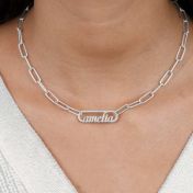 Paperclip Style Name Necklace [Sterling Silver]
