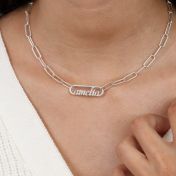 Paperclip Style Name Necklace [Sterling Silver]