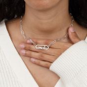 Paperclip Style Name Necklace [Sterling Silver]