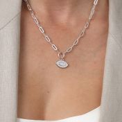 Paperclip Style Apollo Evil Eye Necklace