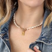 Pearl Beauty Braille Initial Necklace
