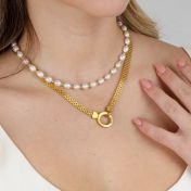 Pearl Necklace with [18K Gold Plated] Beads