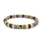 Picasso Jasper Men Name Bracelet with Nano Bible - 18K Gold Vermeil