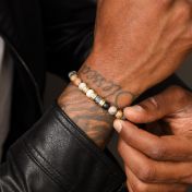 Picasso Jasper Men Name Bracelet - 18K Gold Vermeil