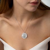 Precious Spot Engraved Map Necklace [14 Karat White Gold]
