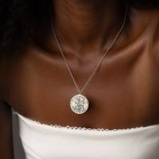 Precious Spot Engraved Map Necklace [14 Karat White Gold]