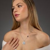Precious Spot Engraved Map Necklace with Nano Bible [14 Karat White Gold]