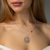 Precious Spot Map Necklace with Nano Bible [14 Karat White Gold]