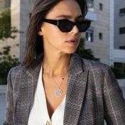 Precious Spot Map Necklace with Nano Bible [14 Karat White Gold]