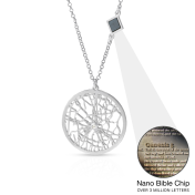 Precious Spot Map Necklace with Nano Bible [14 Karat White Gold]
