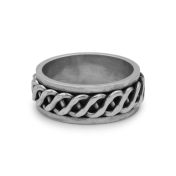 Rolling Waves Spinner Ring For Men - Sterling Silver