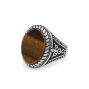 Royal Brown Tiger Eye Men Ring - Sterling Silver