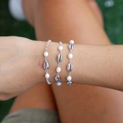 Ocean Spirit Pearl Bracelet - 3 Shells [Sterling Silver]