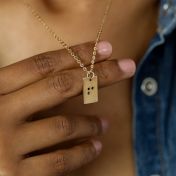 Classic Bar Braille Initial Necklace  - 18k gold plated