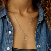 Classic Bar Braille Initial Necklace  - 18k gold plated