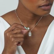 Tag Initial Diamond Necklace [Sterling Silver]