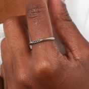 Black Crystals Bar Ring [Sterling Silver]