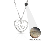 Ties of Heart Map Necklace with Nano Bible [14 Karat White Gold]