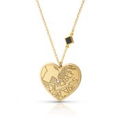 Ties of Heart Engraved Map Necklace with Nano Bible [14 Karat Gold]