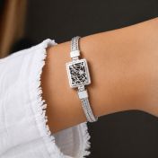 Treasured Spot Map Silhouette Bracelet with Braided Chain [Sterling Silver]