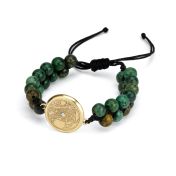 Turquoise Engraved Map Men Bracelet [14 Karat Gold]