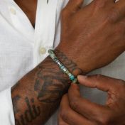 Cross Men Name Bracelet with Turquoise Stones