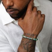 Cross Men Name Bracelet with Turquoise Stones