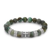 Cross Men Name Bracelet with Turquoise Stones