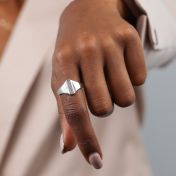 Clear Path Crystal Bar Ring [Sterling Silver]